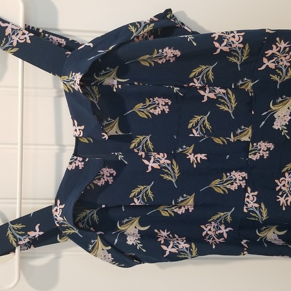 Fashion Jera Collection navy blue sleeveless pink floral midi dress size L - Picture 3 of 10